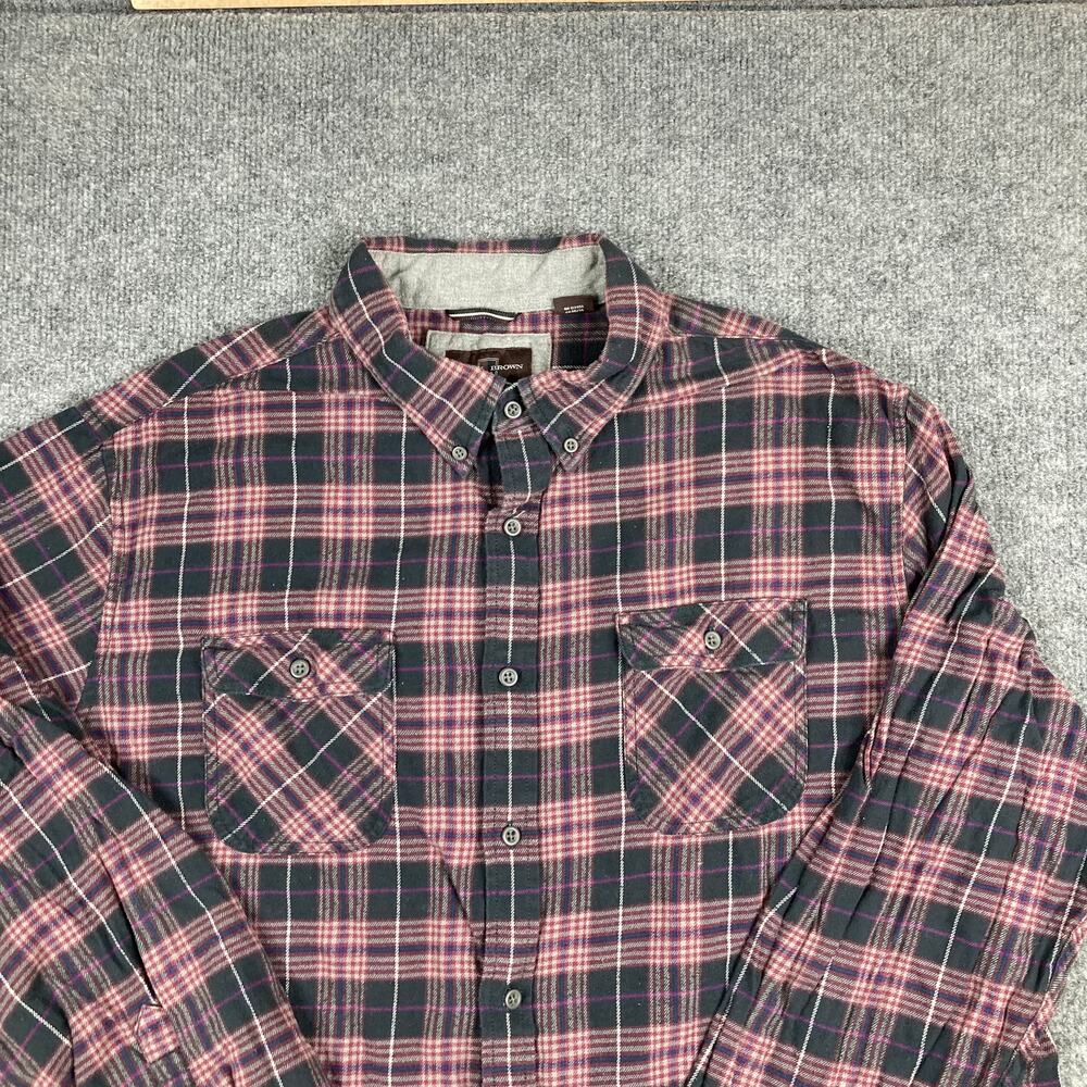 Black Brown 1826 Flannel Shirt Mens XXL Red Gray Plaid Long Sleeve Casual